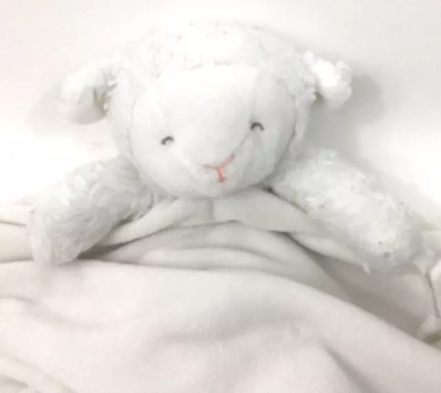 Carter's White Plush Lamb Sheep Pacifier Holder Baby Security Blanket Lovey