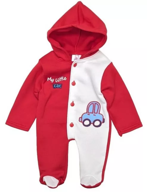 Baby Romper Newborn Hooded Bodysuit Full Sleeve ‘My Little Car’ Print One Piece