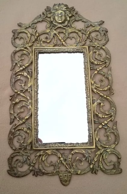 Antique French? English? Georgian Brass Mirror Made In Neoclassical Rococo Style