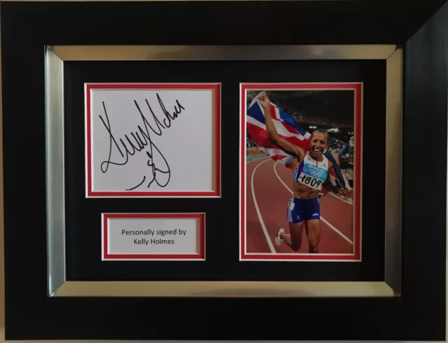 Kelly Holmes Hand Signed Autograph Framed Photo Display Olympics.