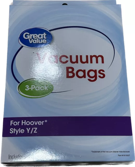 6-pack Great Value Hoover Style Y Z Premium Allergen Filtration Vacuum Bags 2507