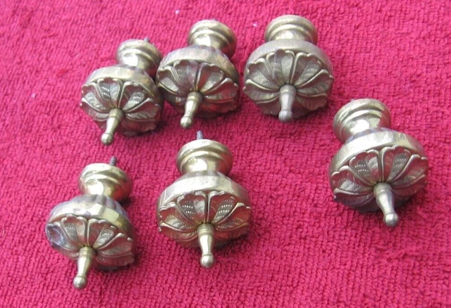 6 Antique Curtain Drape Brass Color Floral Wall Mount Screw Tiebacks Holdbacks~m 3