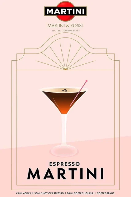 Poster Manifesto Locandina Pubblicità Cocktail Aperitivo Martini Stampa 50x70 Cm