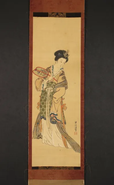 Hanging scroll Hakyo Kakizaki Beautiful woman late Edo period #467