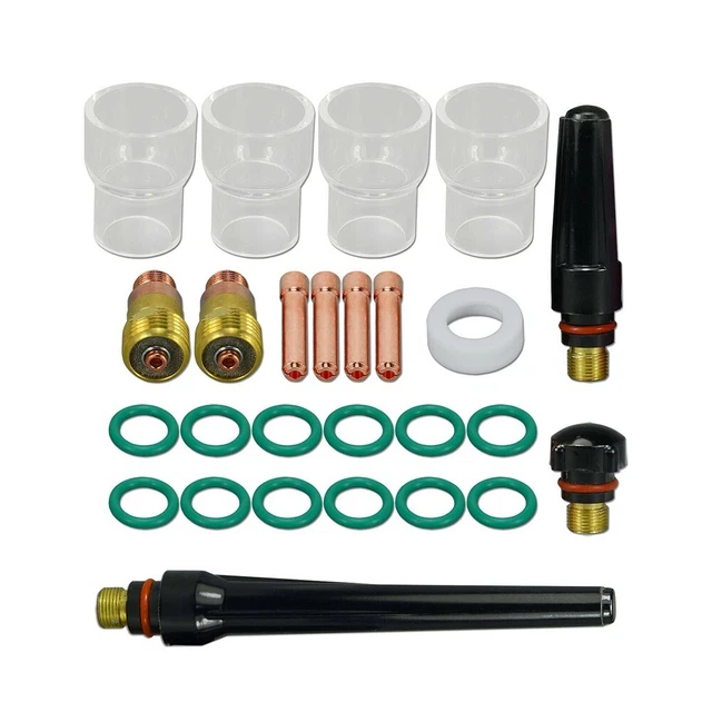 Kit lenti a gas TIG Cup #12 di alta qualità si adatta a varie pistole per saldatura TIG 26 pz