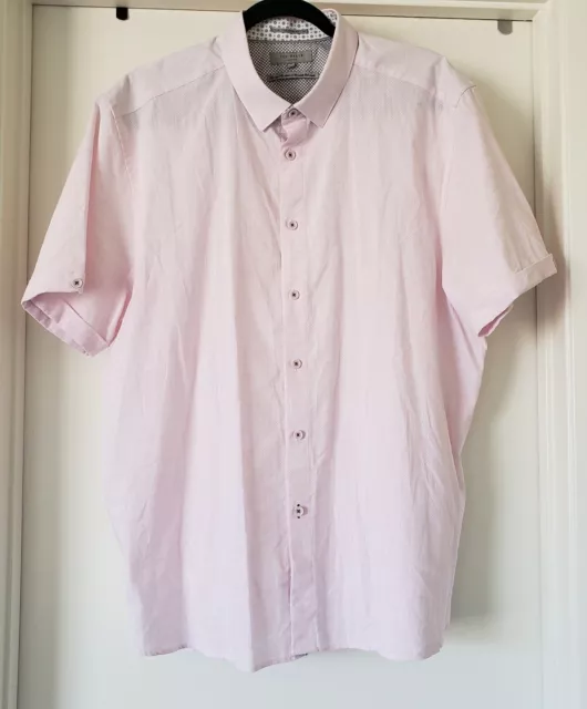 TED BAKER LONDON Short Sleeve Button Down Shirt Pink 100% Cotton Size 7 ...