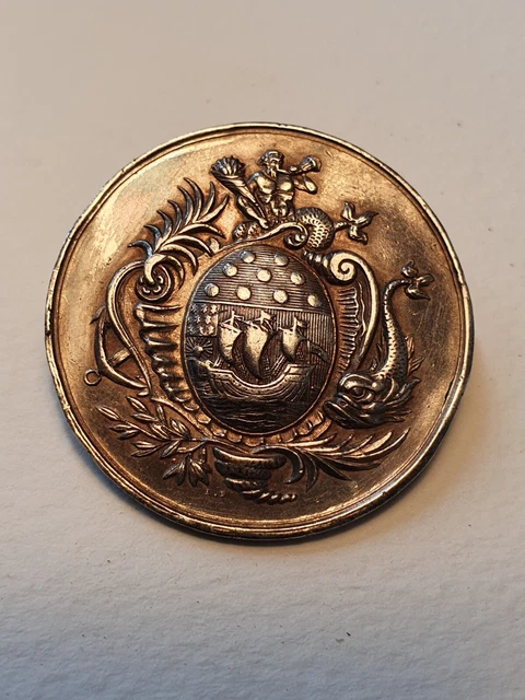Broche Ancienne Médaille En Argent Massif 925 – Style Vintage, Bon état D'usage