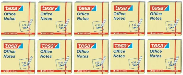 10 x Tesa Haftnotizen Notizzettel Notizen 75 x 75mm Office Notes 100 Blatt gelb