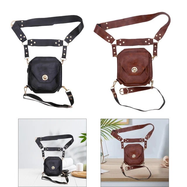 Sacoche De Hanche/cuisse En Cuir Modèle Aigle - Noir Neuf Avec étiquettes