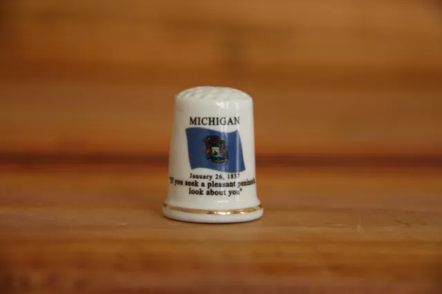 Michigan Porcelain Thimble Brand New Made by Finact Collectibles