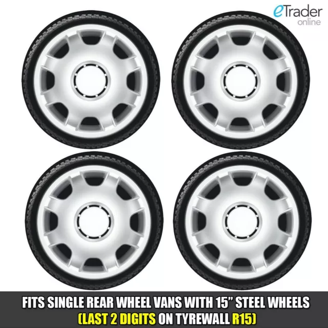 Peugeot Boxer Cerchi 15"" 15"" 15 pollici Cappucci Mozzo Van Camper X4 Finitura Piatto Profondo
