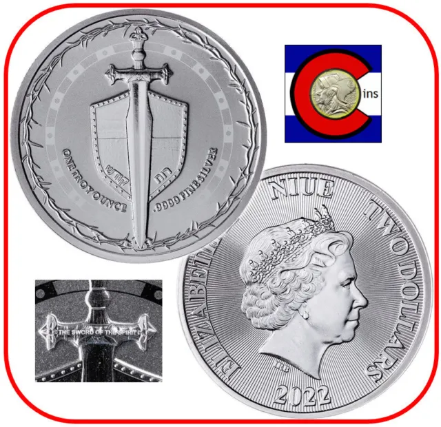 2022 Niue Truth Series - Sword of Truth - 1 oz 0.9999 Silver $2 Coin in capsule