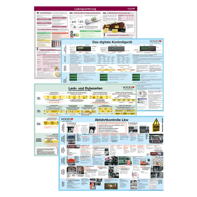 4er Set Plakate Paketangebot Aushang Poster LKW Güterverkehr Fahreranweisung