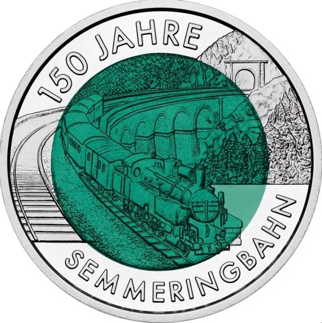 Österreich 25 Euro 2004 150 Jahre Semmeringbahn - Silber Niob Münze