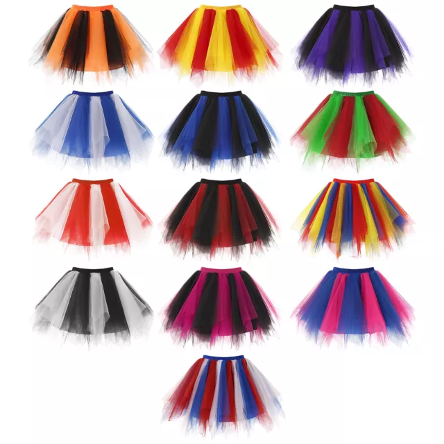 Women's Short Tutu Ballet Skirt Tulle Party Vintage Petticoat Multi-Layer Skirts 2