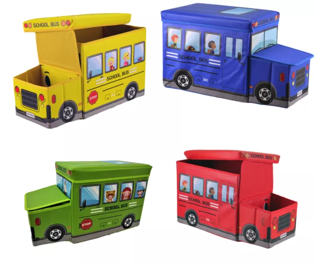 Storage Ottoman Kids Toys Books Folding Chest Seat Play Box Home Car Bus School