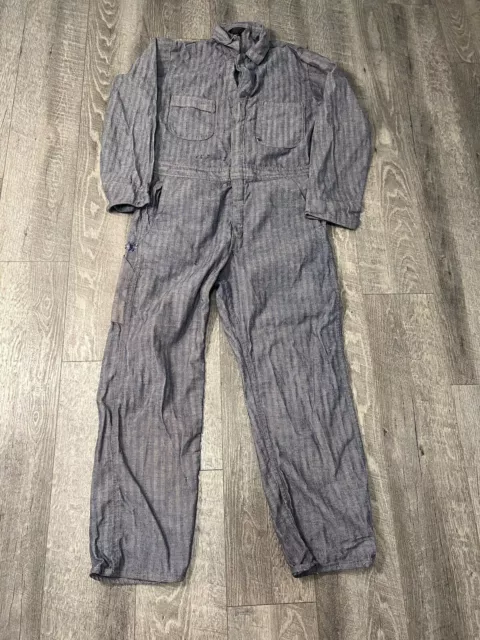 VTG Sears Coveralls Mens Medium 38R Talon Zip Mechanic Tradewear 70s Herringbone