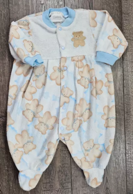Baby Boy Clothes Vintage Carter's 0-3 Month Bear Terry Cloth Footed Outfit