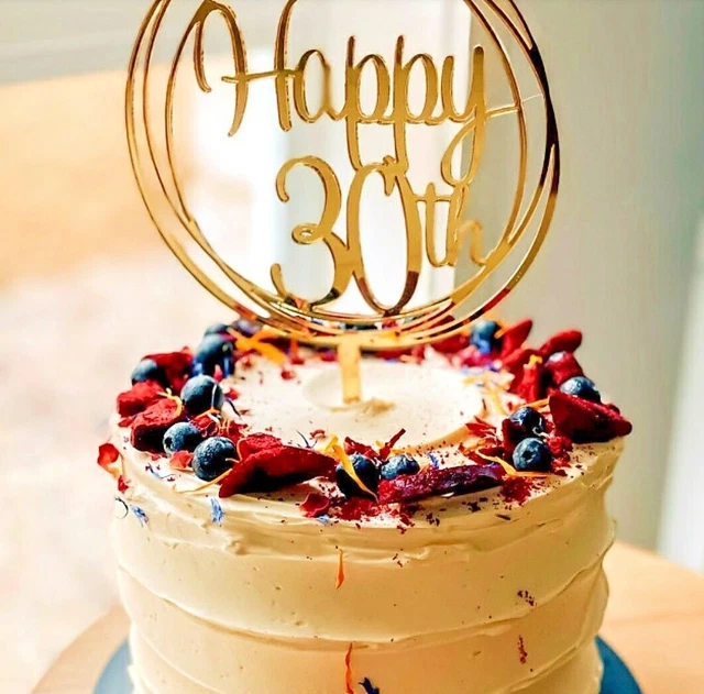 HAPPY 30TH, BIRTHDAY Cake Topper, Made in Australia, 2 sizes, lots of