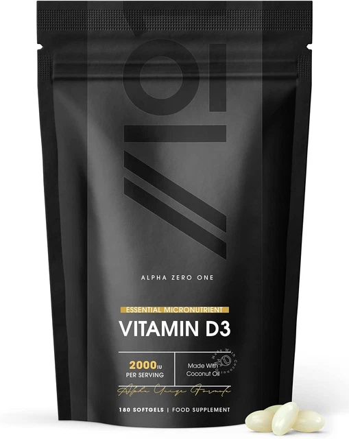 VITAMIN D3 2000IU Enhanced with Coconut Oil 6 Months Supply 180