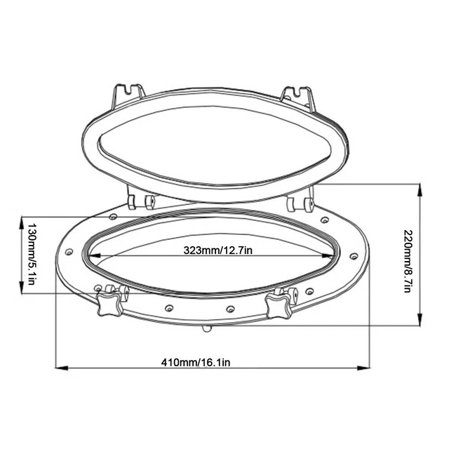 Hublot Bateau En Verre Trempé 10 Pouces - ABS Blanc + Acier Inox 316 - Étanche - Pour Yacht, Bateau, RV