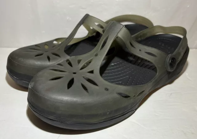 CROCS Carlie Cutout T Strap Clogs Mary Jane Women Size 8 Comfort Shoes