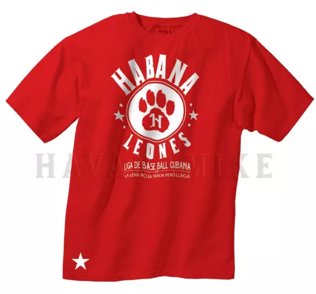 Habana Leones Cubano Baseball De Cuba T-Shirt Havane Lions Manche Courte Rouge