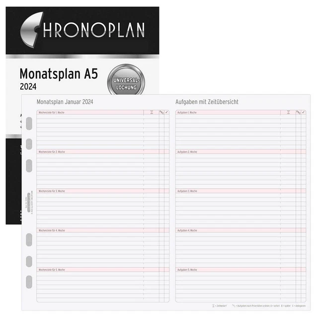 Chronoplan Kalendereinlage 2020 A5 - Jahres-Set Mit Tagesplänen
