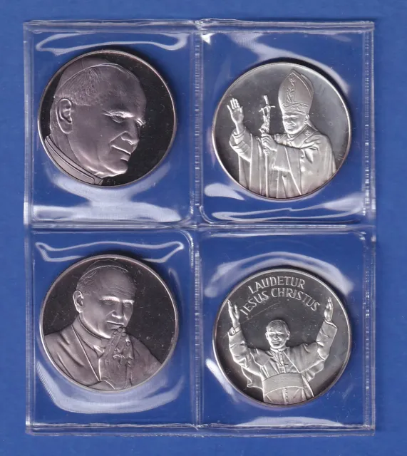 Set 4 Silber-Medaillen Papst Johannes Paul II. in Deutschland je 15g Ag999,9
