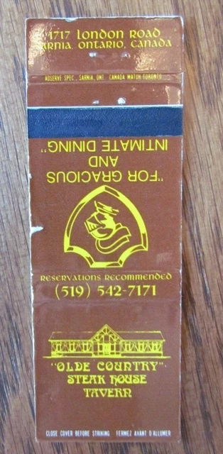 Knight On Matchbook Matchcover: Olde Country Tavern (Sarnia, Ontario) -E13