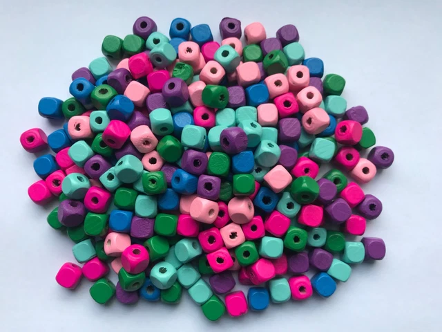 250 Mixed Colour Wooden Wood Beads Craft Jewellery Dolls Hair Deadlocks Braid