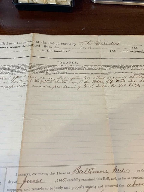 Civil War 6th Vermont Reg Discharge Charles Dempster 1865