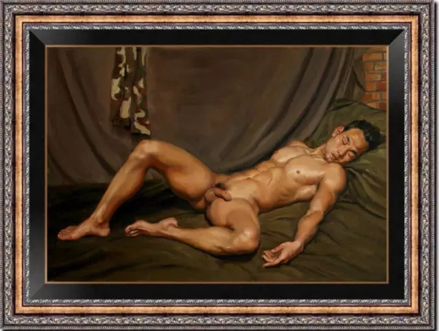 Hand painted Original Oil Painting Portrait art man male nude on canvas 24"X36"