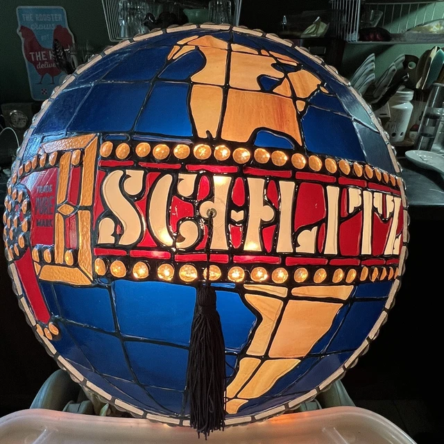 large Schlitz Beer Lighted Chandelier Tiffany Style Light Sign. Works Great