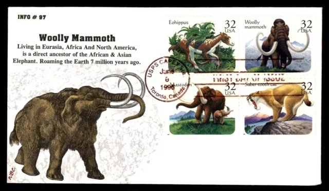 MayfairStamps US FDC 1996 Combo 4 Woolly Mammoth CAPEX First Day Cover aac_53127