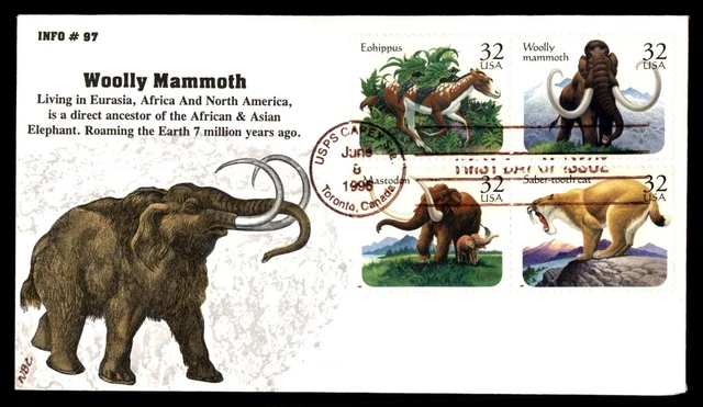 MayfairStamps US FDC 1996 Combo 4 Woolly Mammoth CAPEX First Day Cover aac_53127