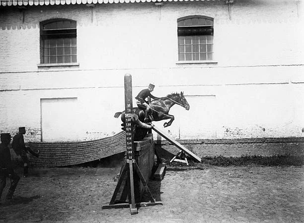 Flanders Jump BELGIUM FLANDERS RIDING School in Ypres rider jumping with his hor- Old ...