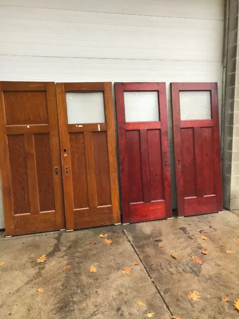 CMO Antique Oak Birch textured glass door 32 x 83.5x 1.75  3 Av Price Each