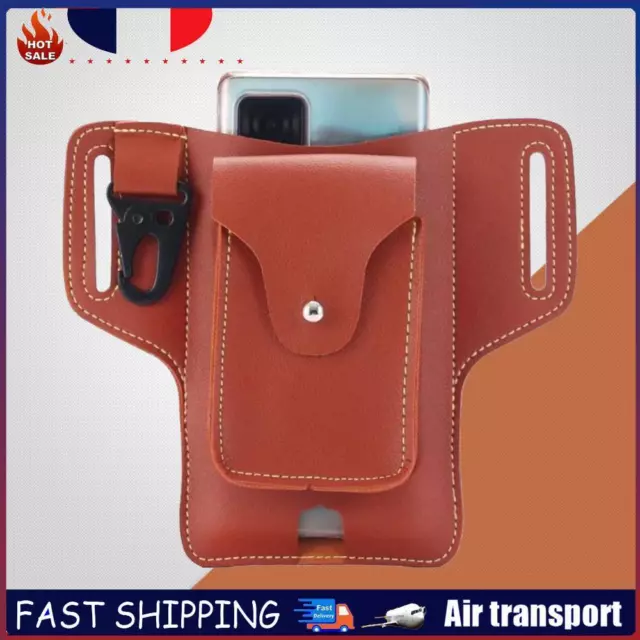 Fanny Waist Bag Men PU Leather Belt Bum Hip Pack Phone Case Wallet (Brown) FR