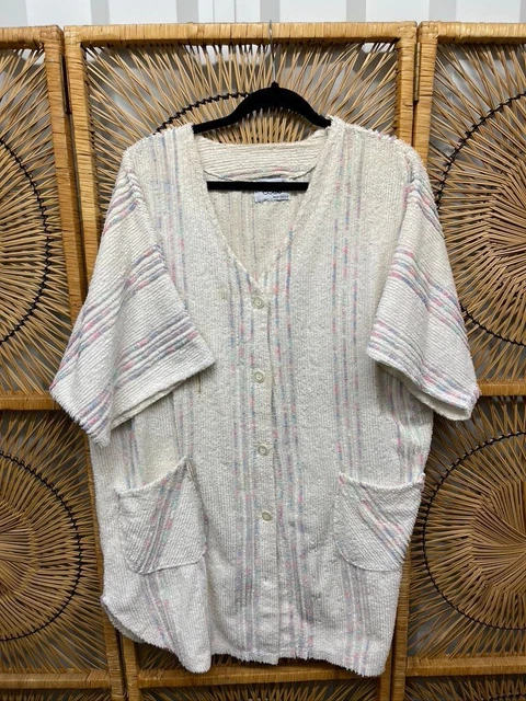 Vtg Styled By Suzy Chenille Housecoat Robe Button-Up Cover Up Size XL