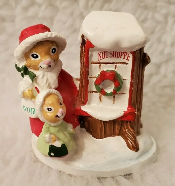 Avon 2.25" Multi Color Christmas Forest Friends Shopping For Treats Figurine
