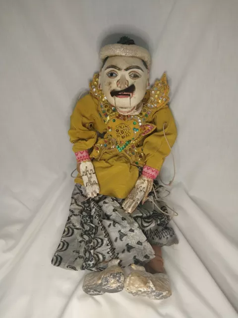 Antique 26" Japanese Man Carved Painted Wood Marionette Puppet Chinese Asian