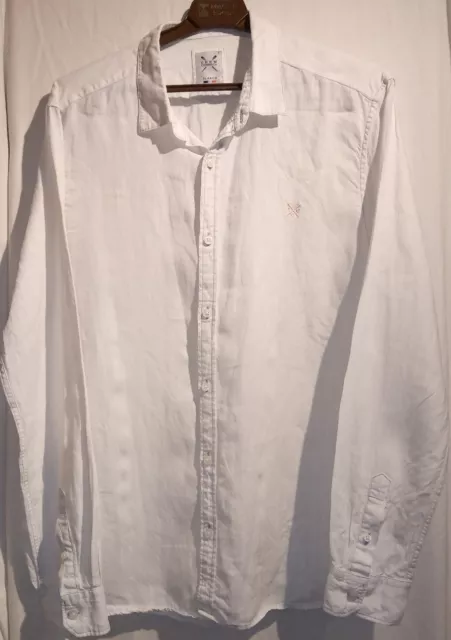 Crew Clothing fresh off white linen shirt with long sleeves XL sleeves