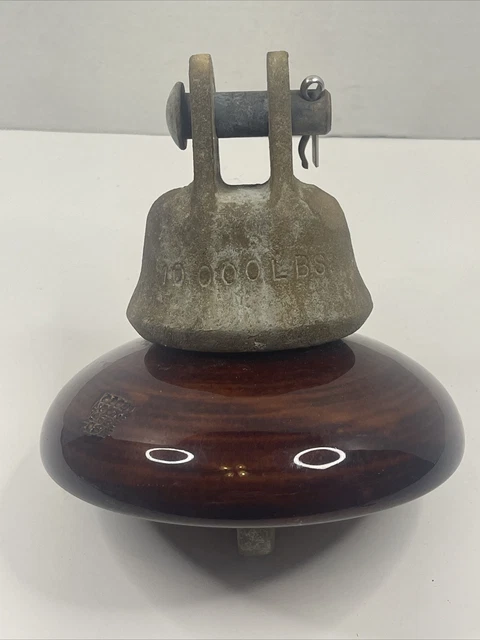 Vintage Brown Locke Electrical High Voltage 10,000lbs Porcelain Insulator 1963 10