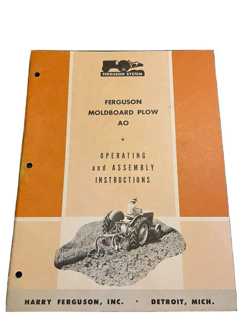 Ferguson AO Moldboard Plow, Operators Manual, Ford-Ferguson,