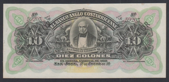 Costa Rica Billet 10 Colones Specimen 1903-1917 - Sup+  lartdesgents.fr (USA) Tc
