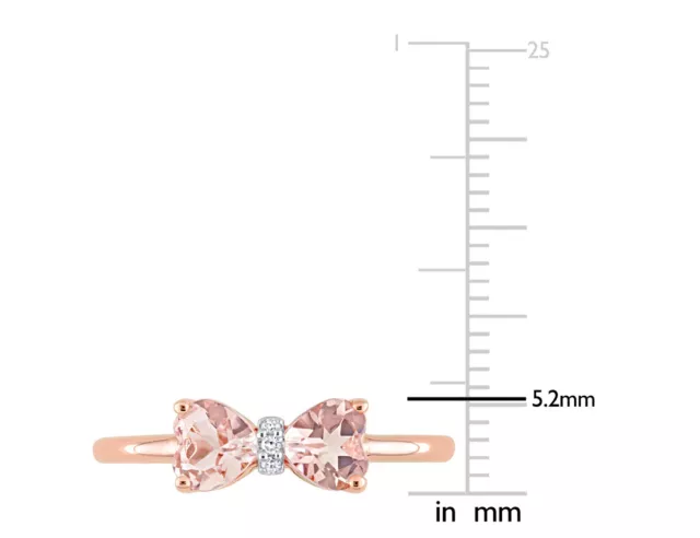 1.00 Carat (ctw) Morganite Heart Bow Ring in 10K Rose Pink Gold 2