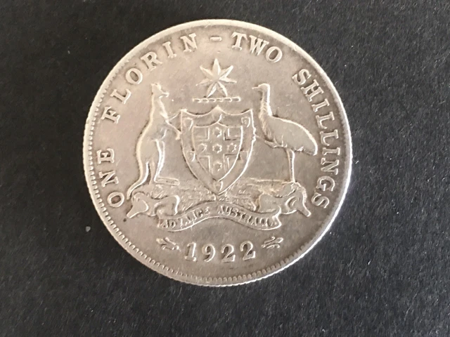 Australia 1 Florin 1922  KGV  semi-scarce date,higher grade