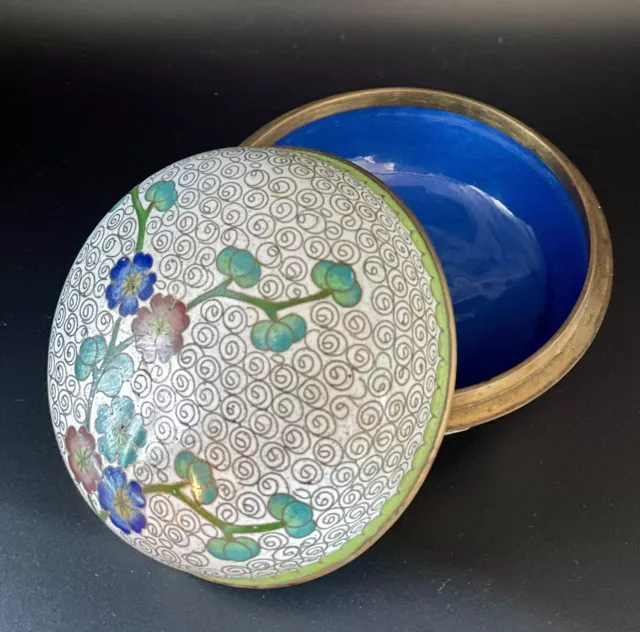 Vintage Chinese Cloisonné Enamel Lidded Pot Trinket Dish