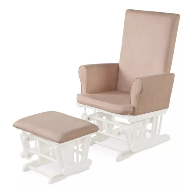 Baby Nursery Wooden Relax Rocker Rocking Chair Glider & Ottoman Cushion Set Pink